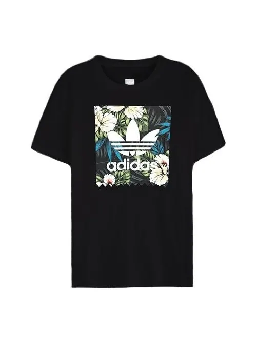 Футболка originals flowers printing short sleeve black Adidas — изображение 1 из 4, черный