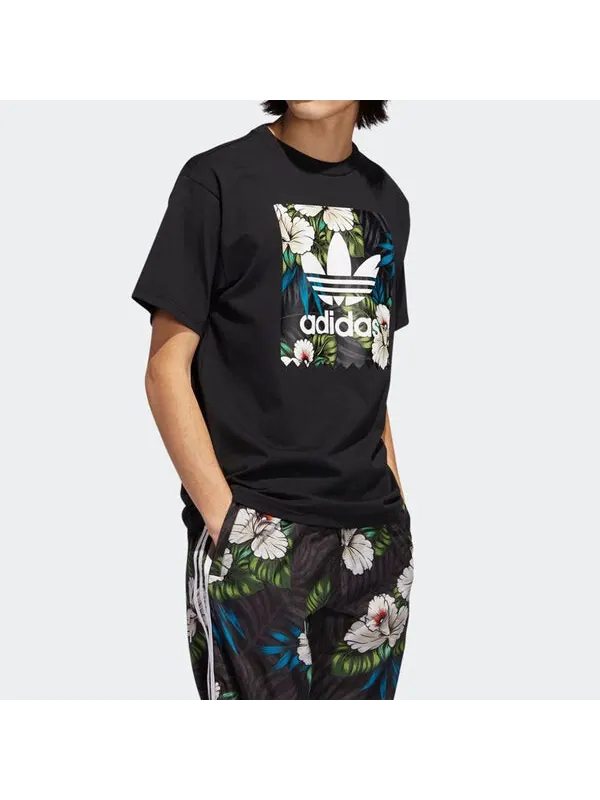 Футболка originals flowers printing short sleeve black Adidas — изображение 4 из 4, черный