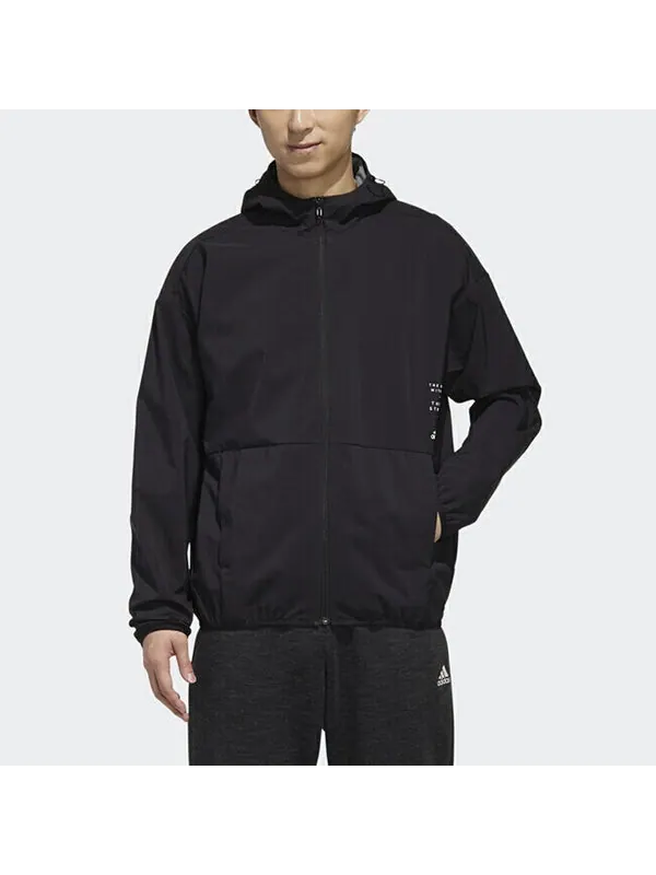 Куртка adidas M Id Trvl Wv Jk Windproof Sports Hooded Jacket Black — изображение 3 из 4, черный