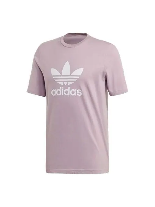 Футболка men's originals chest logo sports short sleeve pink purple gray t-shirt Adidas — изображение 1 из 4, фиолетовый