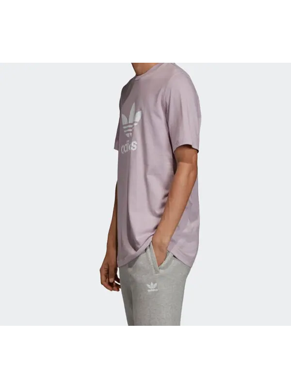 Футболка men's originals chest logo sports short sleeve pink purple gray t-shirt Adidas — изображение 4 из 4, фиолетовый