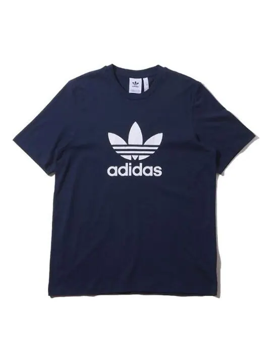 Футболка men's originals trefoil tee colleage alphabet printing breathable short sleeve blue Adidas — изображение 1 из 4