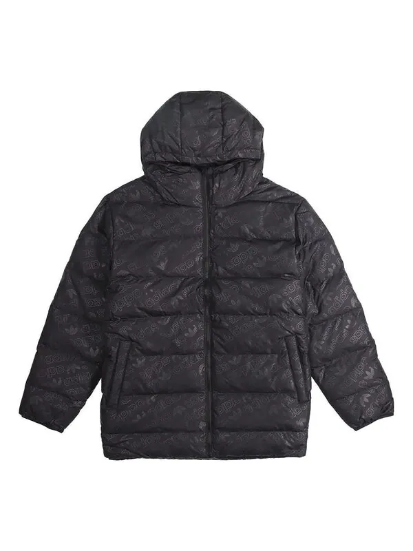 Пуховик adidas originals H Jacket Down Full Print Reversible Stay Warm hooded down Jacket Black — изображение 1 из 4, черный