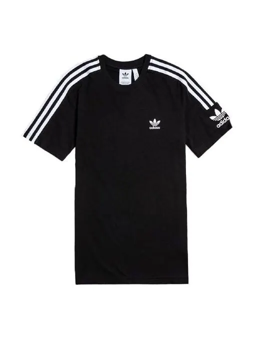 Футболка оригиналы 3 полосы логотип печать короткий рукав мужчины Adidas — изображение 1 из 4, черный