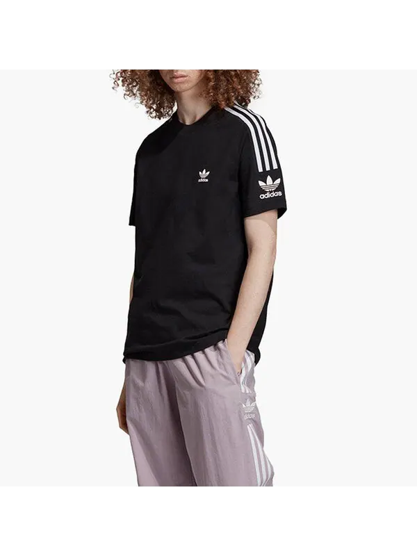 Футболка оригиналы 3 полосы логотип печать короткий рукав мужчины Adidas — изображение 3 из 4, черный