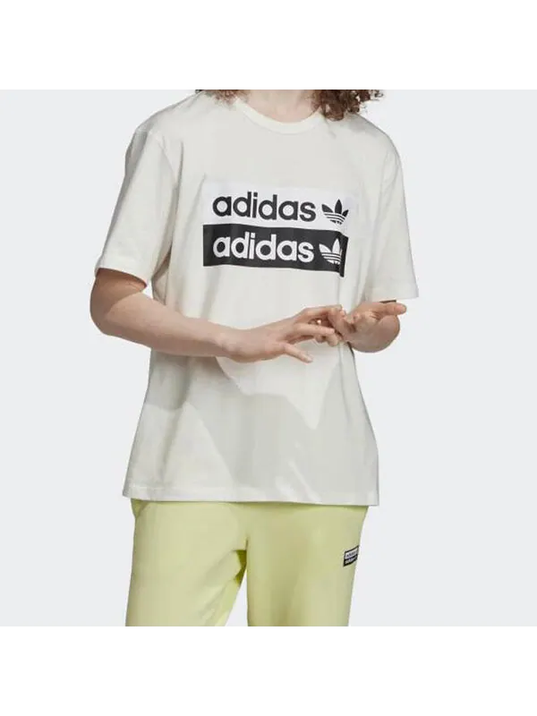Футболка оригинальные вокальные логотип футболка печать короткий рукав Adidas — изображение 3 из 4, белый
