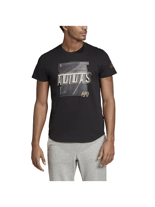 Футболка adidas Running Training Sports Gym Round Neck Short Sleeve Black — изображение 3 из 4, черный