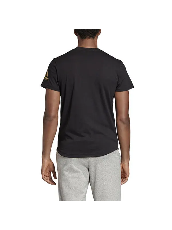 Футболка adidas Running Training Sports Gym Round Neck Short Sleeve Black — изображение 4 из 4, черный