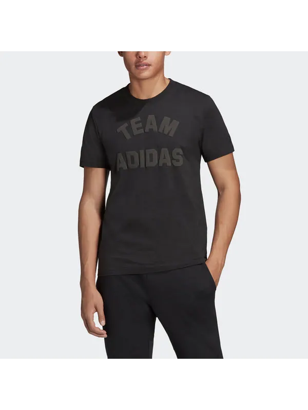 Футболка m v alphabet printing casual sports round neck short sleeve black Adidas — изображение 3 из 4, черный