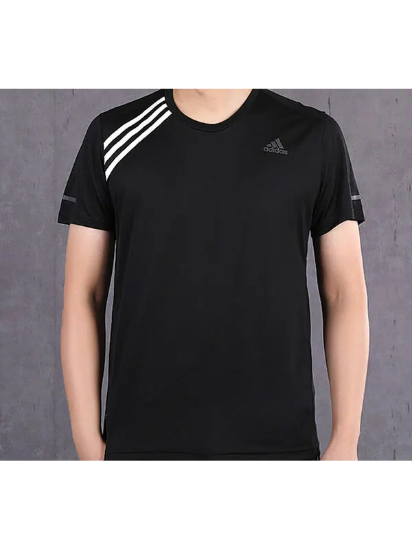Футболка клетчатые беговыетренировочныекороткие рукавафутболка мужские Adidas — изображение 3 из 4, черный