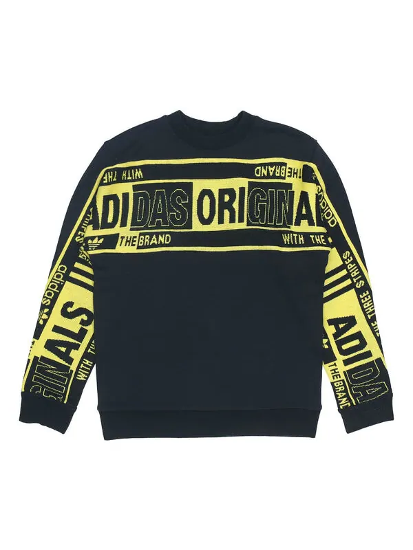 Толстовка originals real scarf crew casual sports round neck pullover black Adidas — изображение 1 из 2, черный