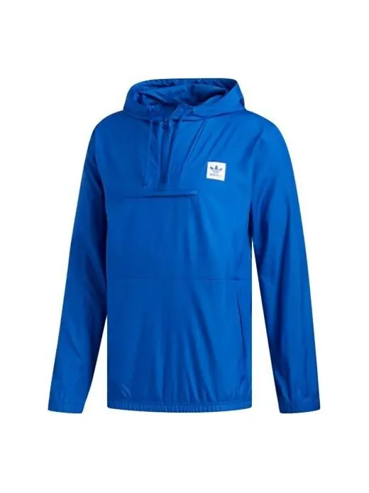 Куртка originals hip windbreaker hooded windproof sports jacket royal blue Adidas — изображение 1 из 2, синий