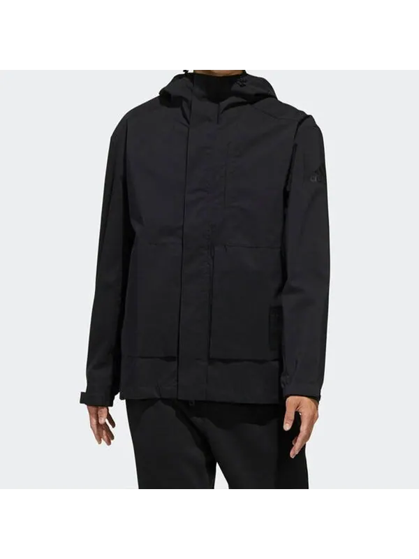 Куртка adidas Men's Hoodie Track Black Running Casual Windbreak Jackets — изображение 3 из 4, черный
