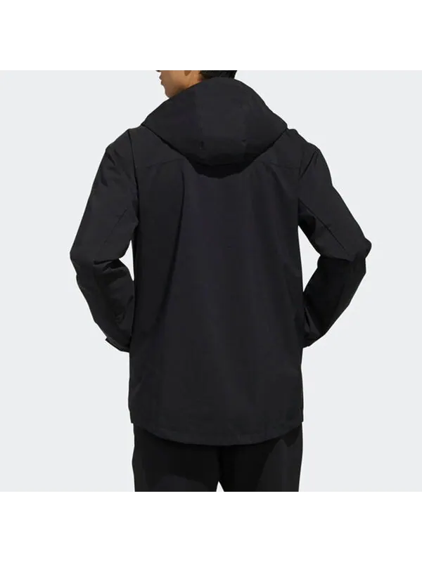 Куртка adidas Men's Hoodie Track Black Running Casual Windbreak Jackets — изображение 4 из 4, черный