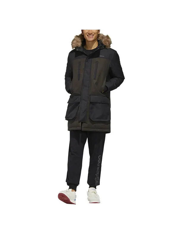 Пуховик adidas neo protection against cold Stay Warm Cozy Breathable Down Jacket Black — изображение 3 из 4, черный