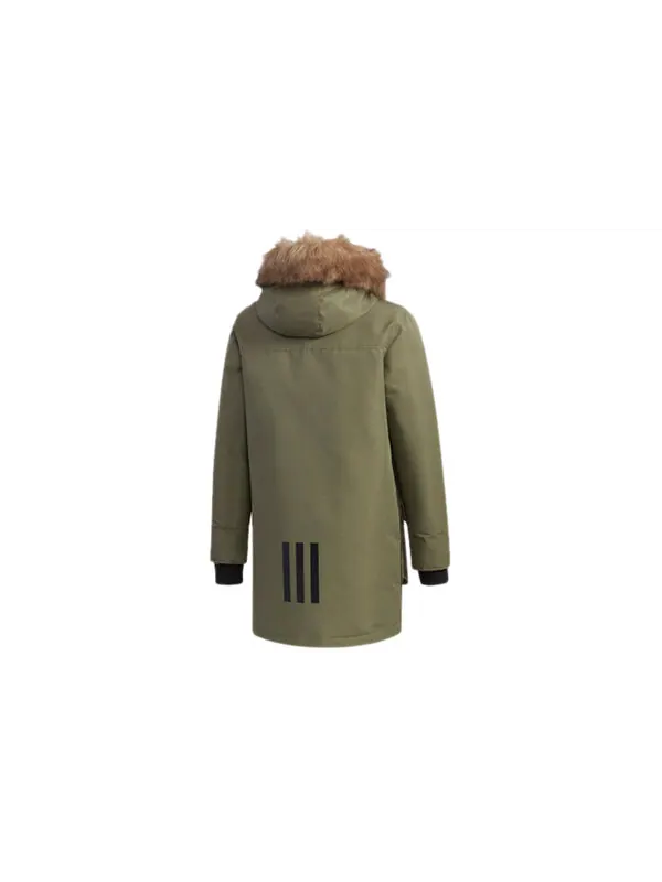 Пуховик adidas neo M STRT Down PRK Sports hooded Stay Warm Down Jacket Khaki Brown — изображение 2 из 4, коричневый