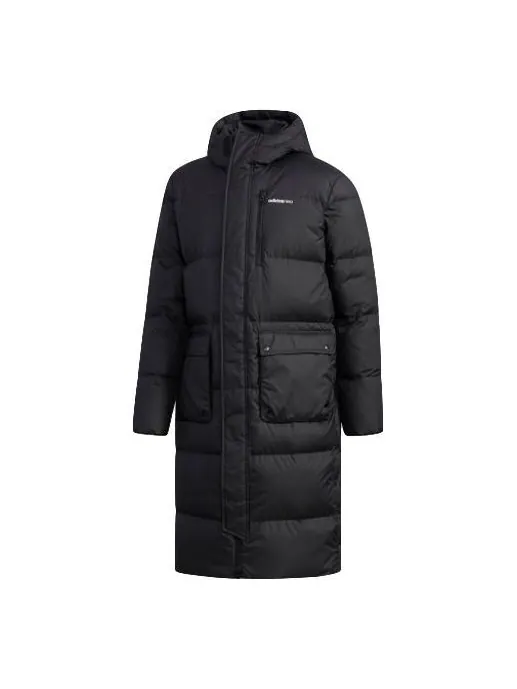 Пуховик adidas neo High Collar Long Down Jacket Black — изображение 1 из 4, черный