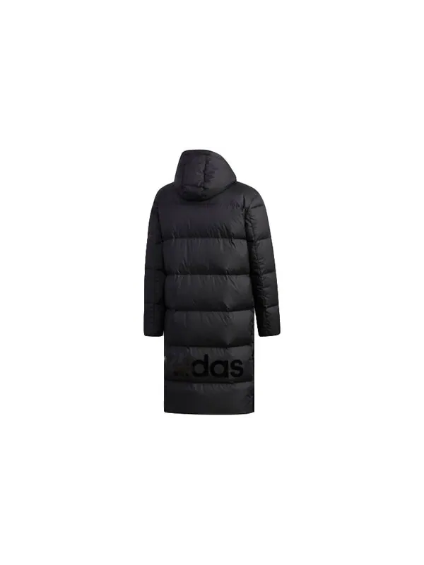 Пуховик adidas neo High Collar Long Down Jacket Black — изображение 2 из 4, черный