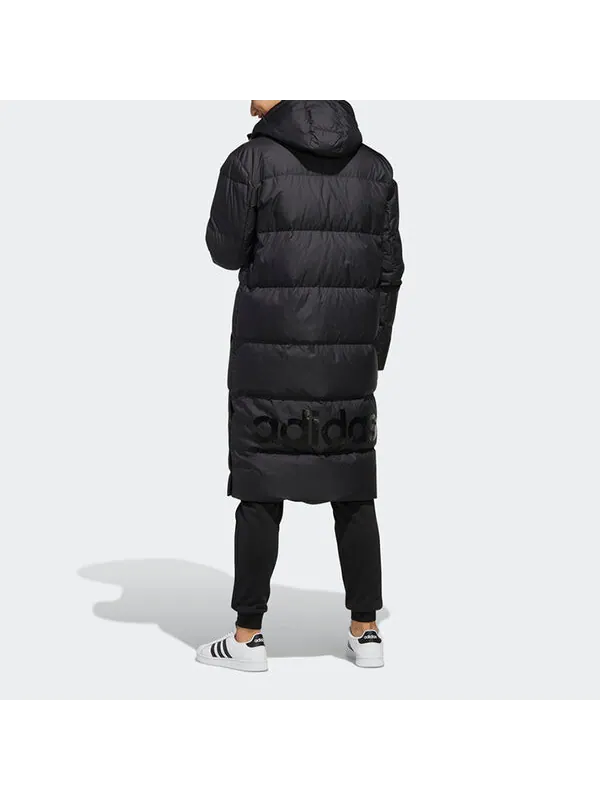 Пуховик adidas neo High Collar Long Down Jacket Black — изображение 4 из 4, черный
