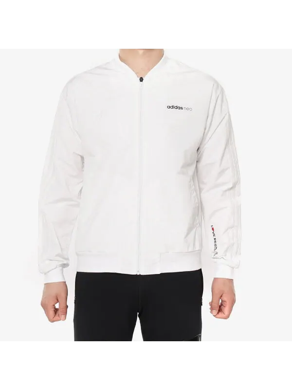 Куртка Men's adidas Casual Sports Baseball White Jacket — изображение 3 из 4, белый