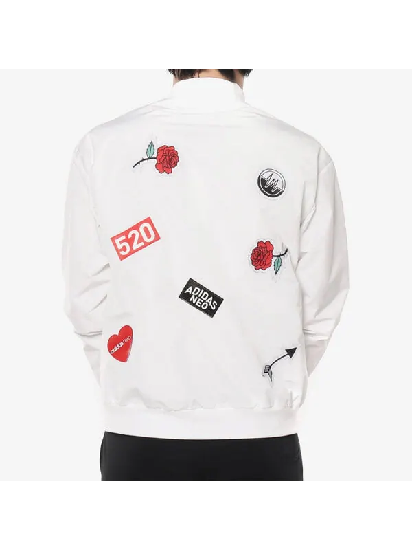 Куртка Men's adidas Casual Sports Baseball White Jacket — изображение 4 из 4, белый