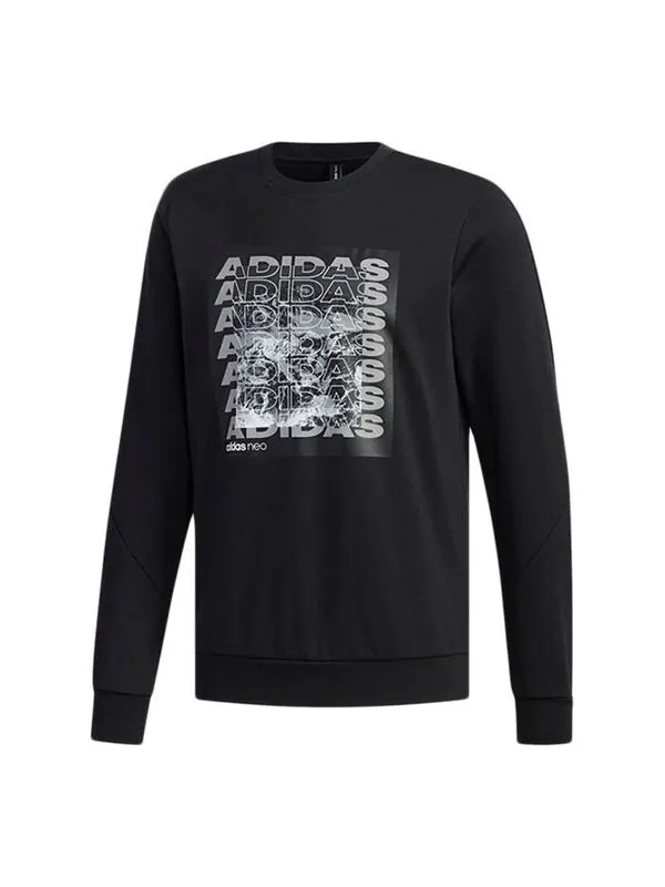 Толстовка adidas neo Csgrswtshrt Sports Round Neck Knit Pullover Long Sleeves Black — изображение 1 из 4, черный
