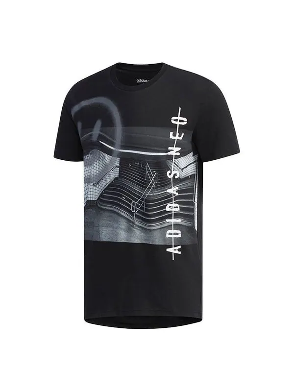 Футболка neo m fav art grf t casual sports breathable short sleeve black Adidas — изображение 1 из 4, черный