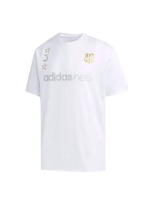 Футболка men's neo logo printing sports round neck short sleeve white t-shirt Adidas — изображение 1 из 4, белый