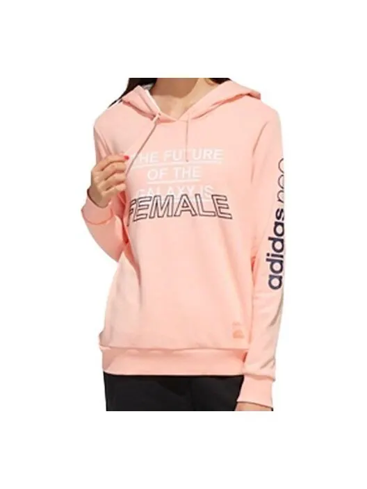 Толстовка с капюшоном neo sw hdy athleisure casual sports Adidas — изображение 1 из 4, розовый