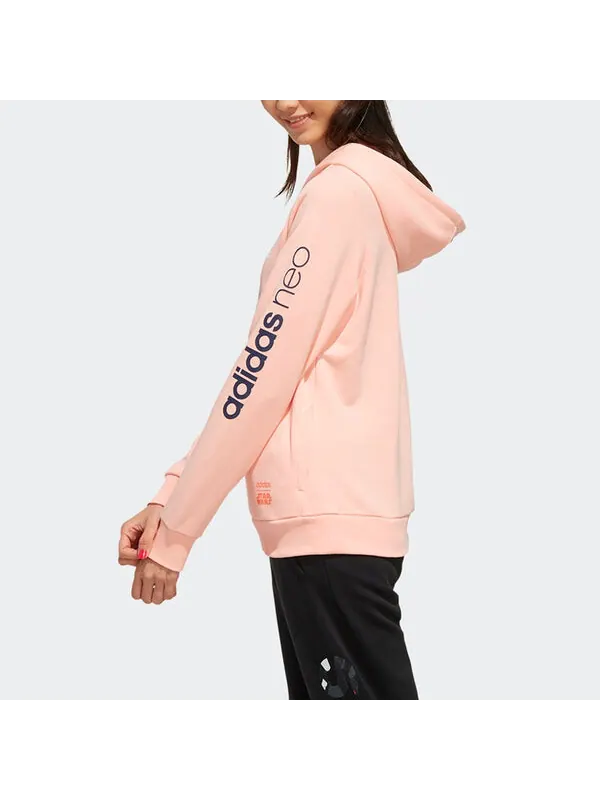 Толстовка с капюшоном neo sw hdy athleisure casual sports Adidas — изображение 4 из 4, розовый