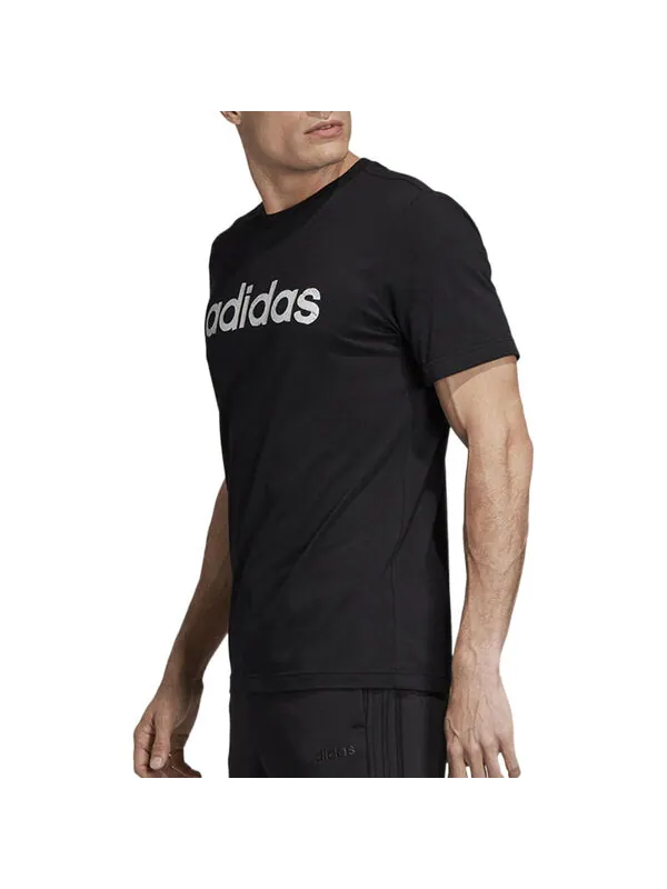 Футболка Men's adidas Alphabet Logo Printing Round Neck Casual Short Sleeve Black T-Shirt — изображение 3 из 4, мульти