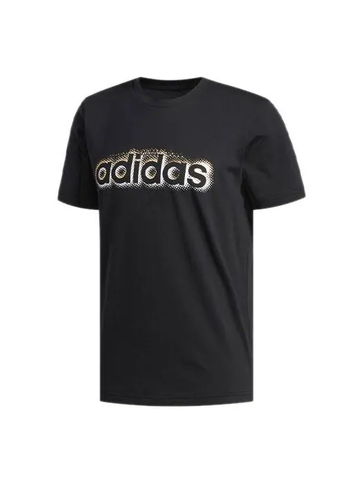 Футболка Adidas Sports Training Round Neck Black Foil Graphic Tee 'Black' — изображение 1 из 4, черный