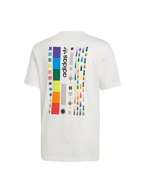 Футболка originals spectrum tee round neck casual sports alphabet short sleeve white Adidas — изображение 1 из 4, белый