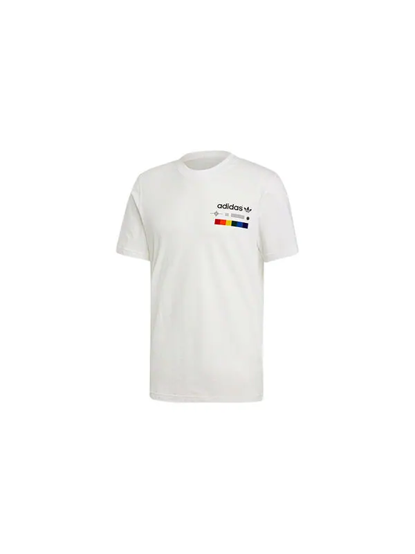 Футболка originals spectrum tee round neck casual sports alphabet short sleeve white Adidas — изображение 2 из 4, белый