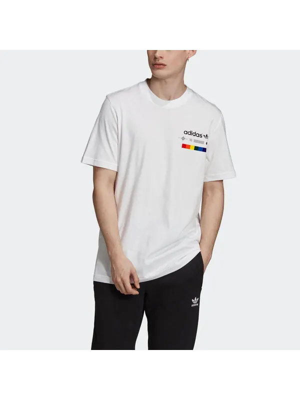 Футболка originals spectrum tee round neck casual sports alphabet short sleeve white Adidas — изображение 3 из 4, белый
