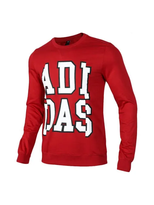 Толстовка adidas neo Large Logo Printing Round Neck Pullover Red — изображение 1 из 4, красный