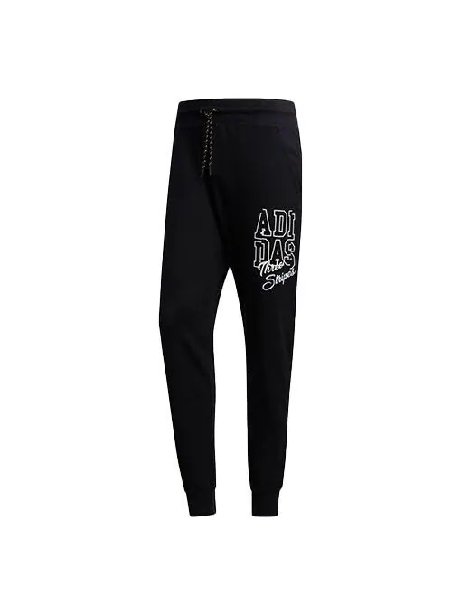 Спортивные штаны adidas neo Lacing Printing Sports Pants Black — изображение 1 из 4, черный