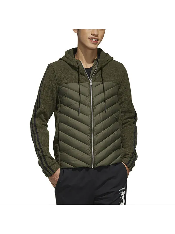 Пуховик adidas neo Men's Dly Down Jacket Armygreen — изображение 3 из 4, зеленый