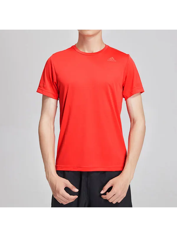 Футболка running training sports round neck short sleeve red Adidas — изображение 4 из 4, красный