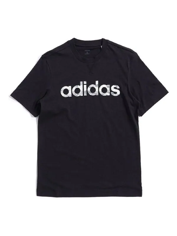 Футболка adidas E Camo Lin Tee Training Sports Round Neck Short Sleeve Black — изображение 1 из 4, черный