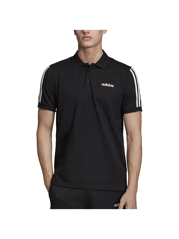 Футболка casual sports breathable short sleeve polo shirt black Adidas — изображение 3 из 4, черный