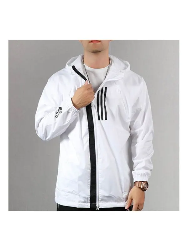 Куртка Men's adidas Sports Stylish Zipper Hooded Jacket White — изображение 1 из 3, белый