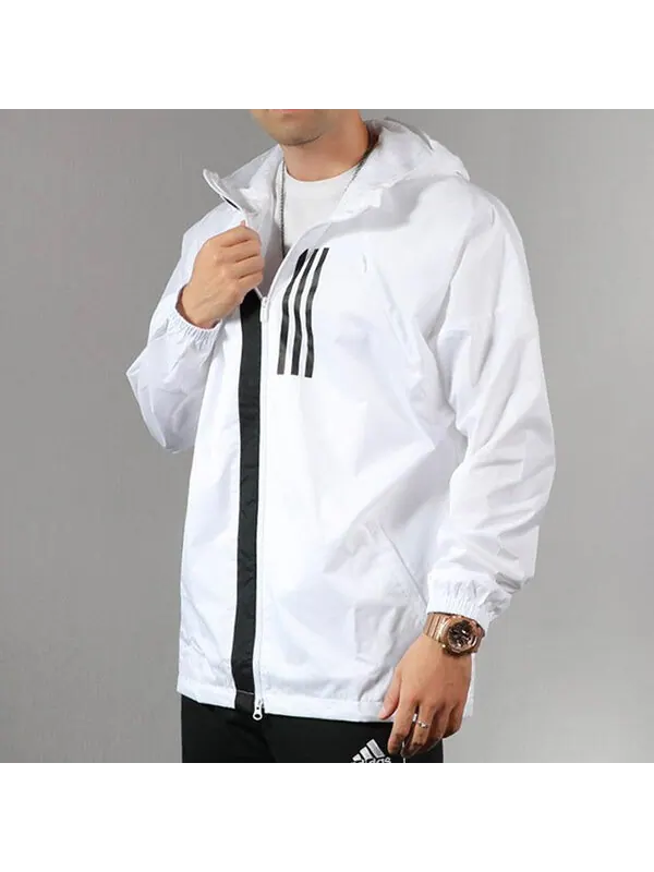 Куртка Men's adidas Sports Stylish Zipper Hooded Jacket White — изображение 3 из 3, белый