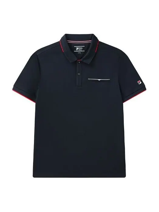 Футболка red colorblock logo short sleeve polo blue Fila — изображение 1 из 4, синий