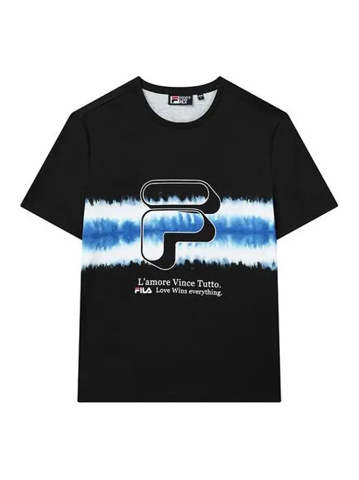 Футболка sport casual round neck printshort sleeves t shirt men's black Fila — изображение 1 из 1, черный
