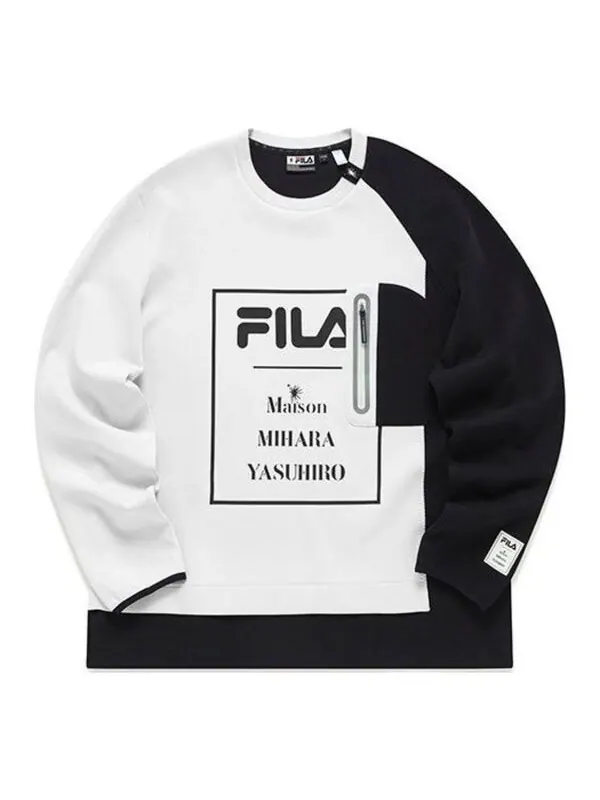 Свитер x mihara yasuhiro lettrer printed sweater 'white black' Fila — изображение 1 из 2, белый/черный