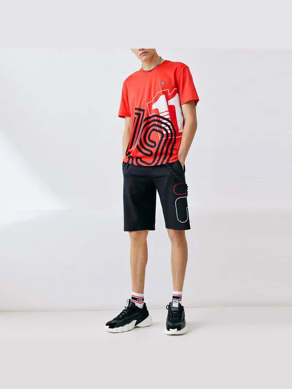 Шорты alphabet logo knit casual sports shorts blue Fila — изображение 3 из 4, синий