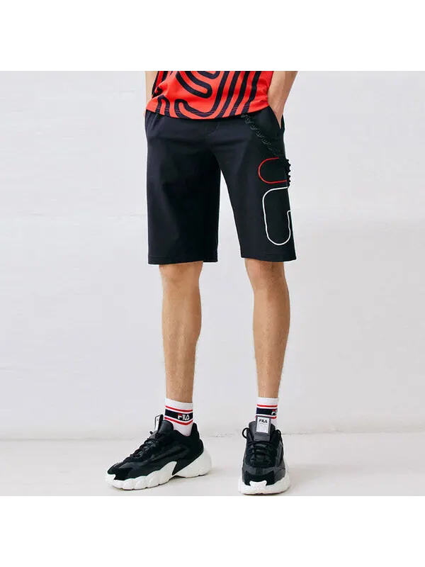 Шорты alphabet logo knit casual sports shorts blue Fila — изображение 4 из 4, синий