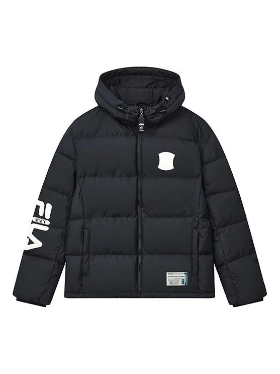 Куртка x mihara yasuhiro collaborative oversized hooded down jacket 'black white blue' Fila — изображение 1 из 4