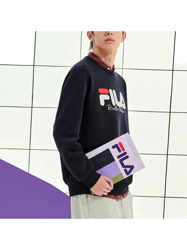 Свитер classic logo crew sweater 'black white' Fila — изображение 3 из 3, черный/белый